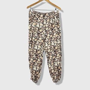 Anthropologie‎ Floral Jogger Pants Womens 6 Black Boho Cottagecore Whimsigothic
